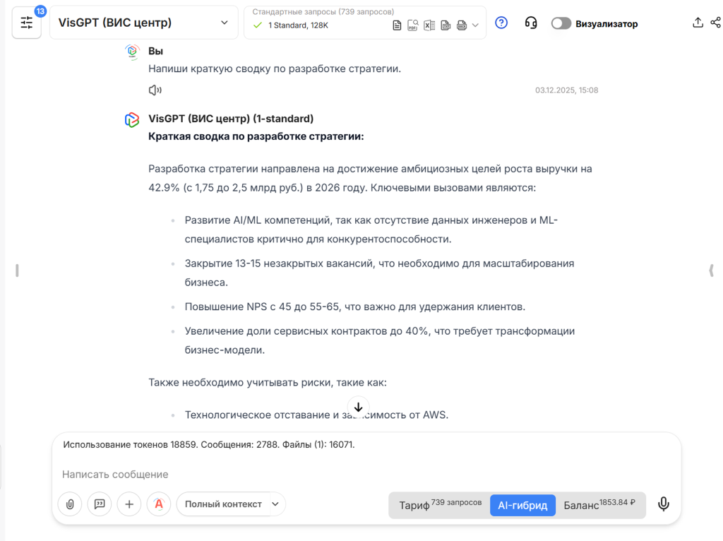 Пример создания развития стратегии компании на 2026 год с помощью VisGPT Пример создания развития стратегии компании на 2026 год с помощью VisGPT